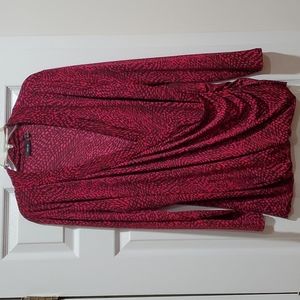 Pink pattern, long sleeve surplice top